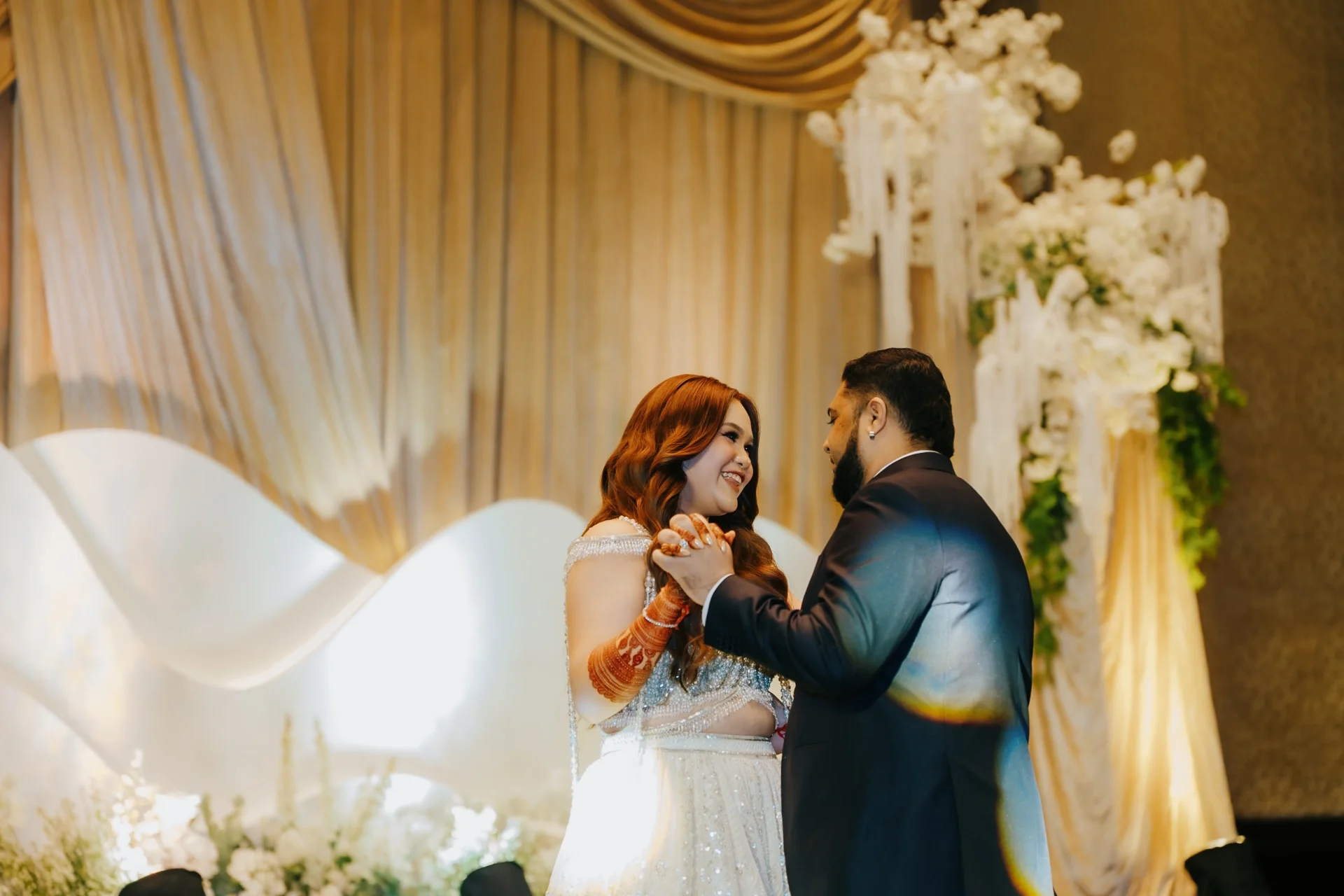 Indian wedding ceremony in Bali with luxury floral decoration and traditional celebration