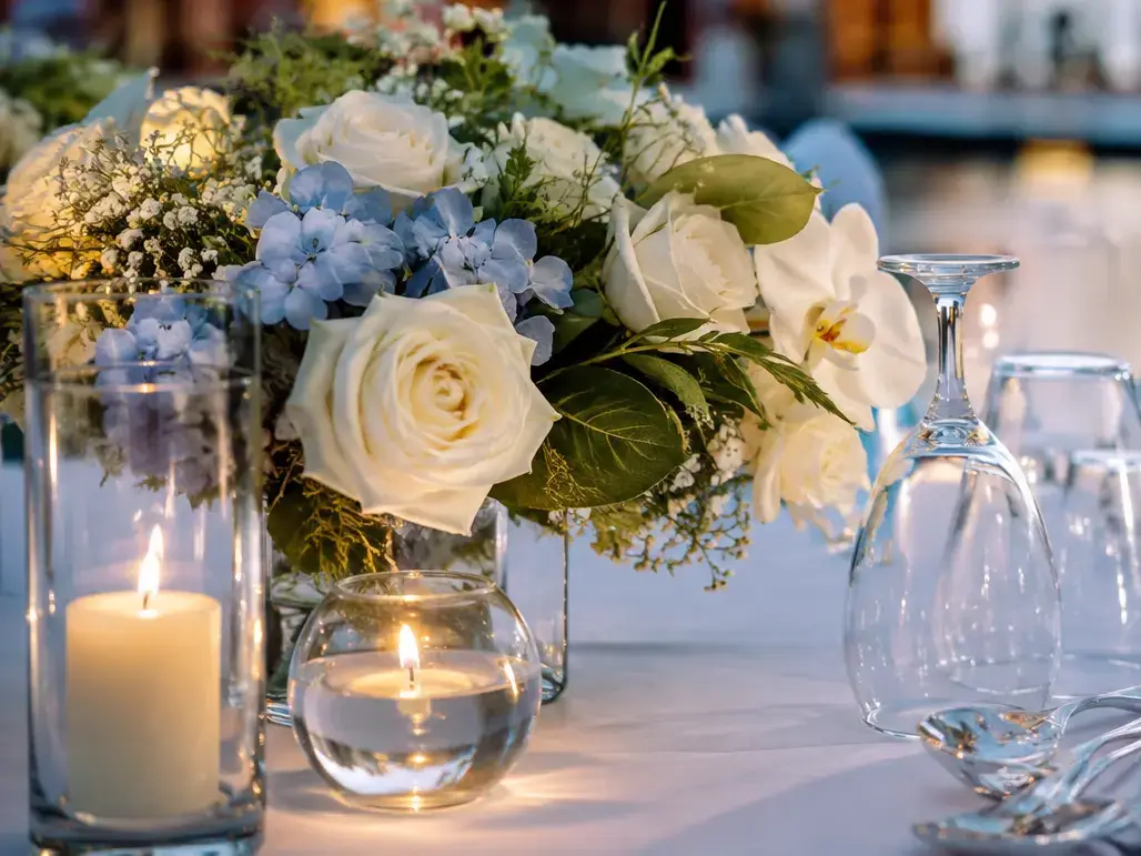 Elegant reception table styled and designed by a professional corporate event planner Bali