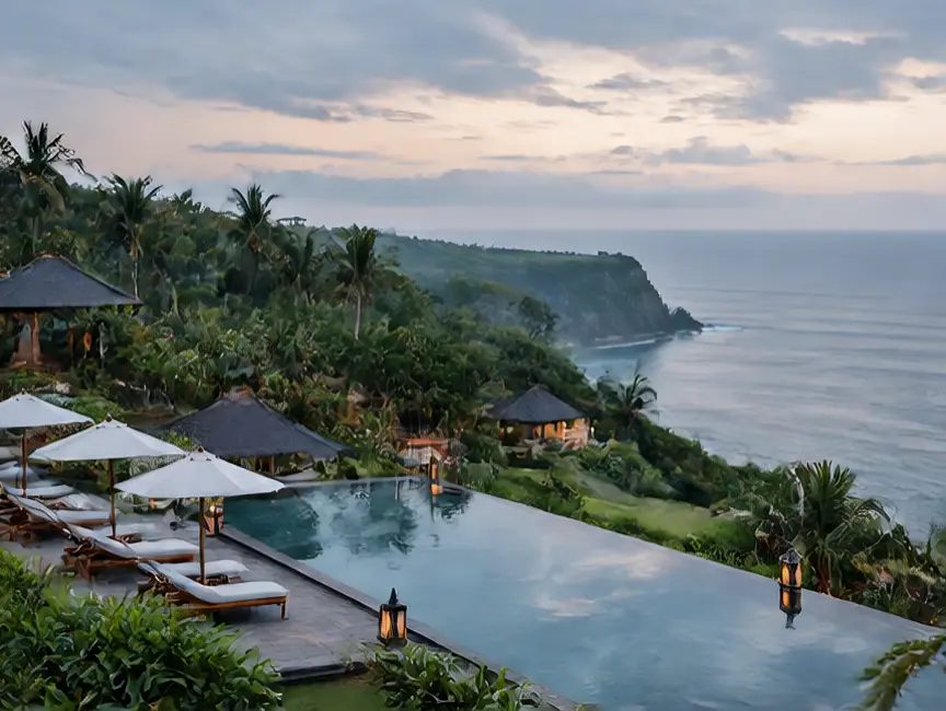 Clifftop Bali resort venue overlooking the coastline, suited for destination event planning in Bali