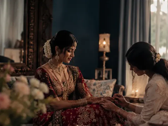 Indian bride preparing for a traditional wedding ceremony in an elegant Bali venue